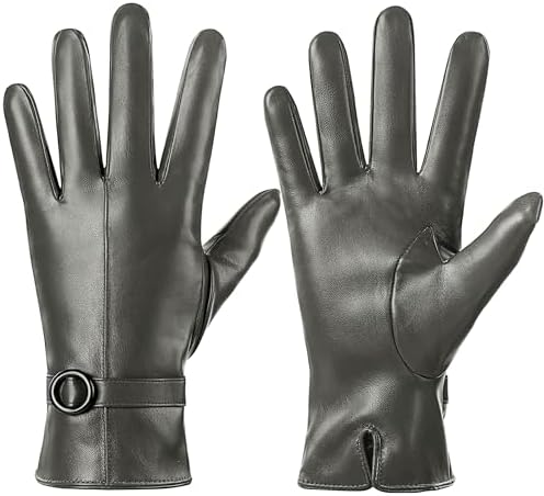 TOSWAKE Leather Gloves for Women 2 Pack, Winter Gloves Women PU